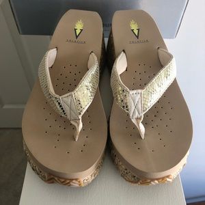 Gold Wedge Thong Sandals  Flip Flops